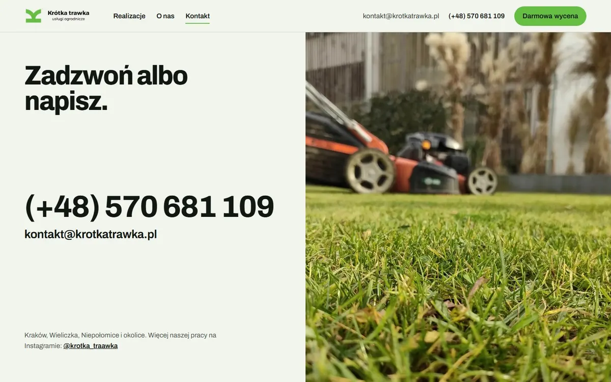 Podstrona Kontakt Krótkiej trawki