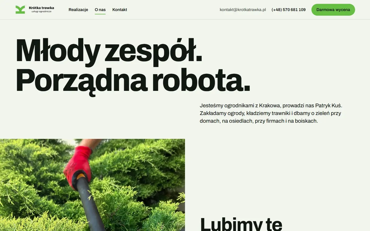 Podstrona O nas Krótkiej trawki